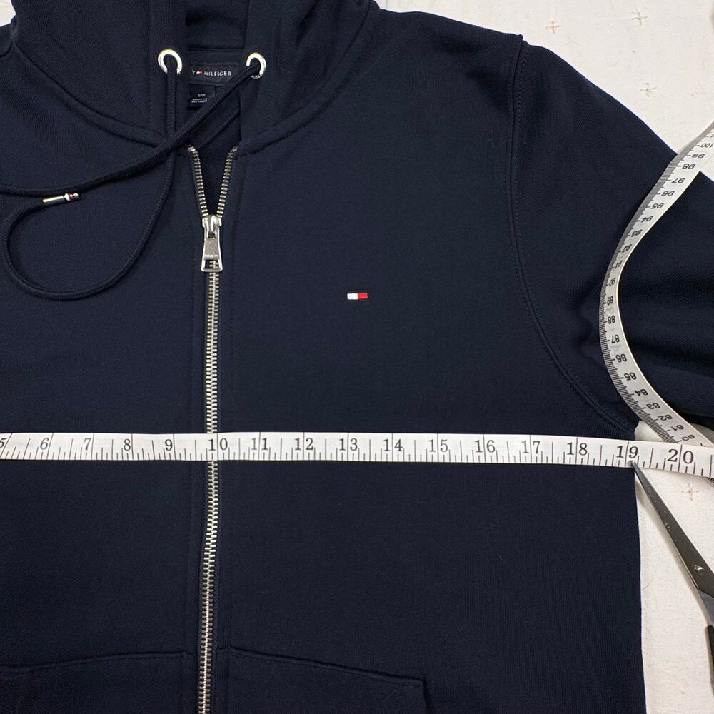 Tommy Hilfiger Zip Up Hoodie Sweatshirt Men's S Navy Blue French Terry - Picture 10 of 11